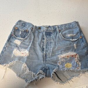 Levi's Light Blue Distressed Jean Shorts